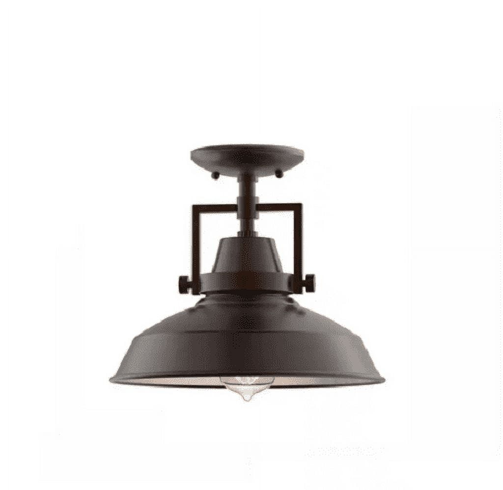 Wilhelm 12 in. 1-Light Bronze Farmhouse Semi-Flush Mount Kitchen Ceiling Light Fixture