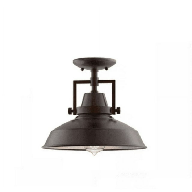 Wilhelm 12 in. 1-Light Bronze Farmhouse Semi-Flush Mount Kitchen Ceiling Light Fixture