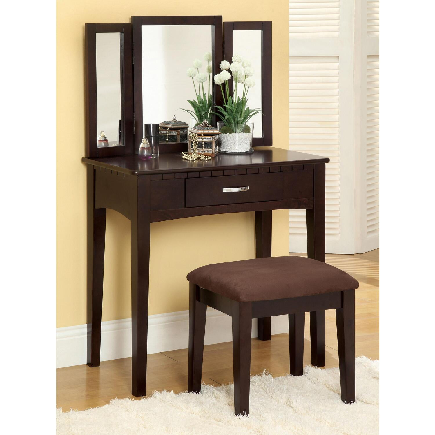 William's Home Furnishing Espresso Potterville Vanity Table