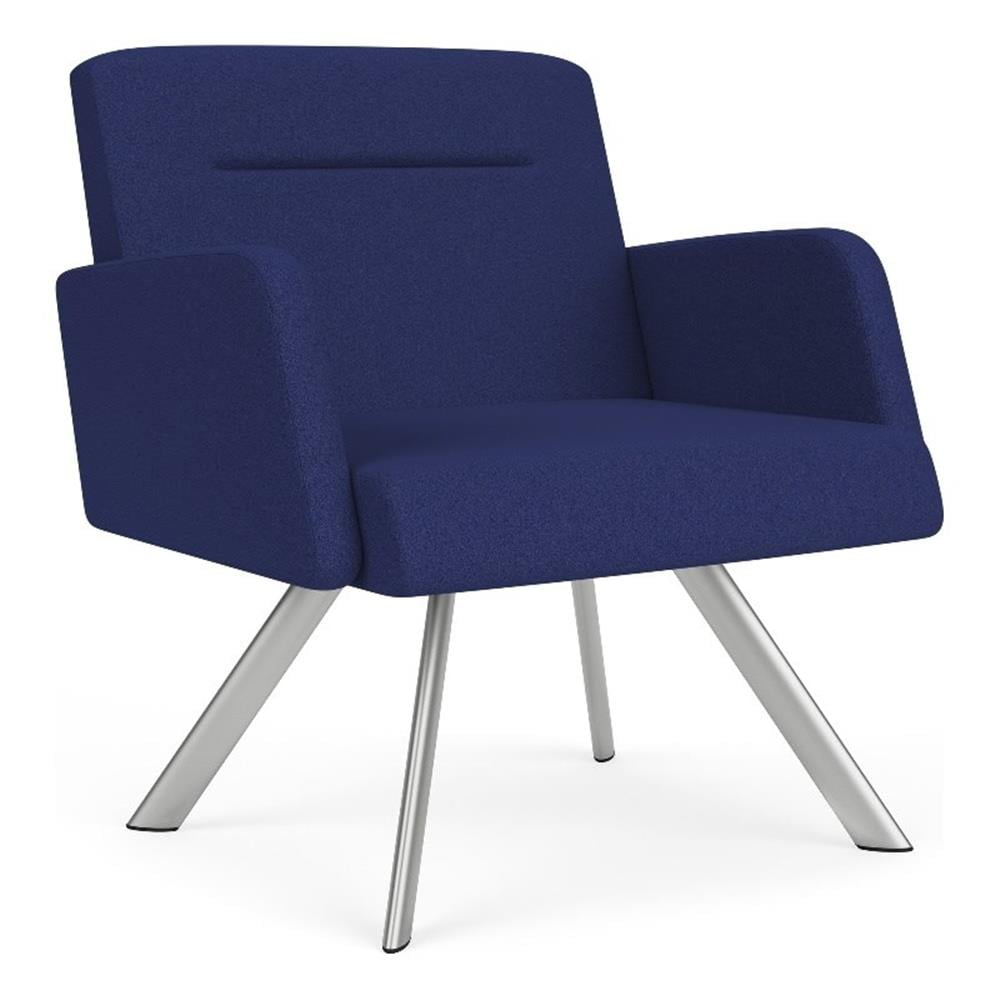 Willow Lounge Lobby Reception Waiting Bariatric Chair / Silver Steel / Blue