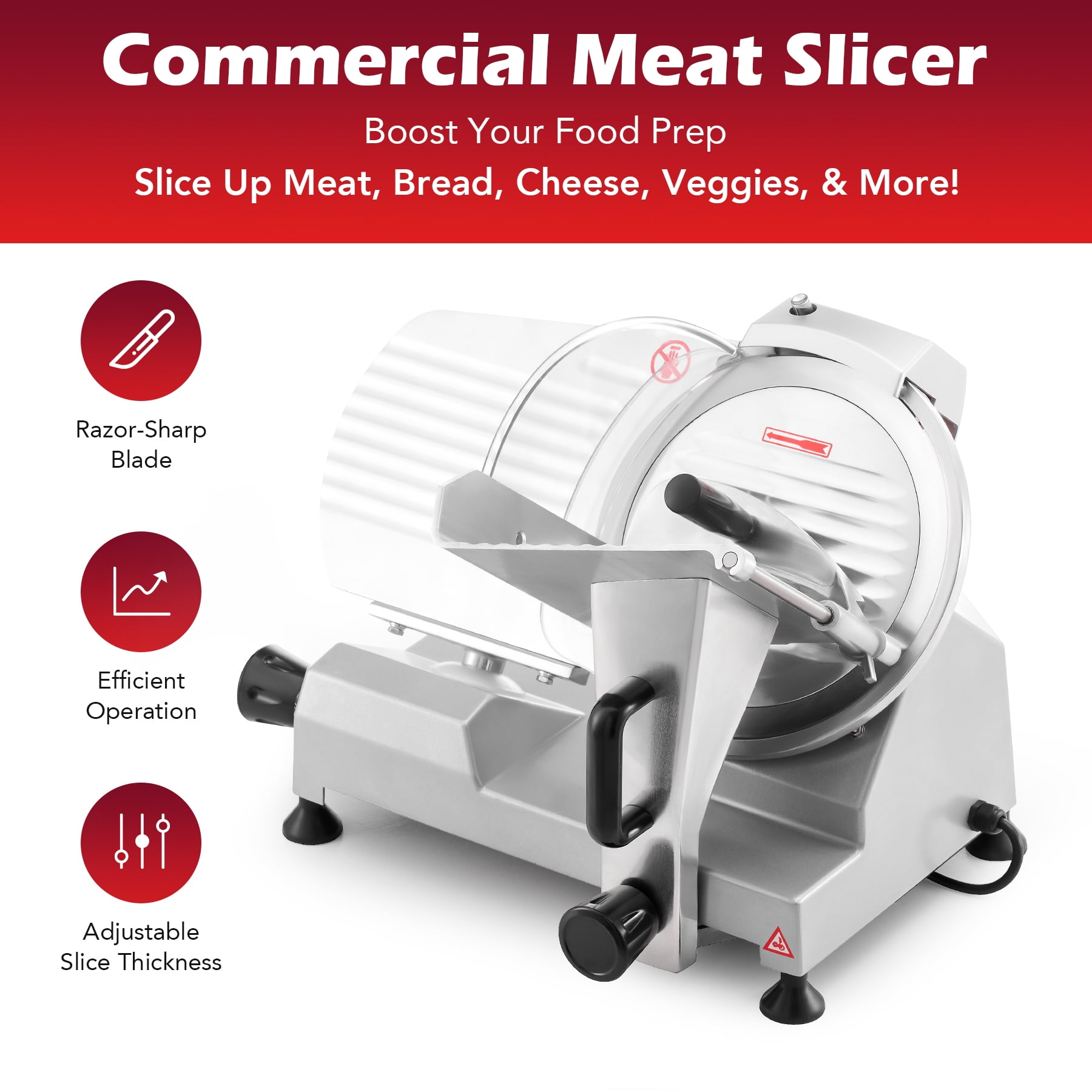 Wilprep Commercial Meat Slicer for Home 150W Electric Deli Food Slicer with 10" Blade