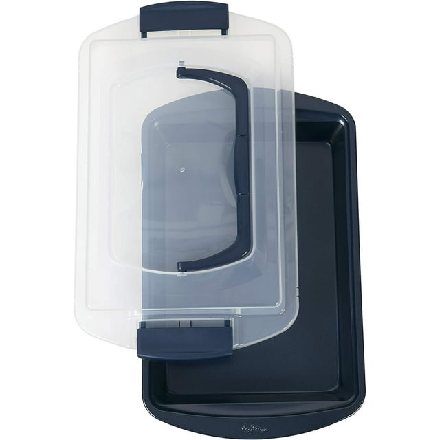 Wilton Non-Stick Diamond-Infused Navy Blue Oblong Baking Pan with Cover, 9 x 13-inch