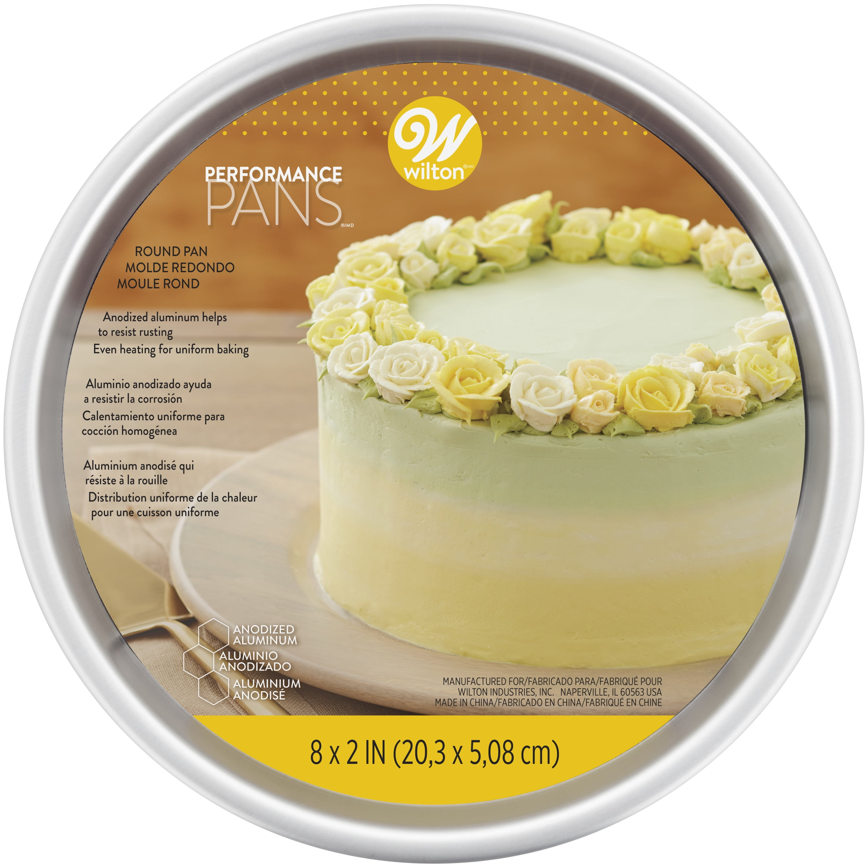 Wilton Performance Pans Aluminum 8" Round Cake Pan 2" Depth Layer Cake Baking Pan