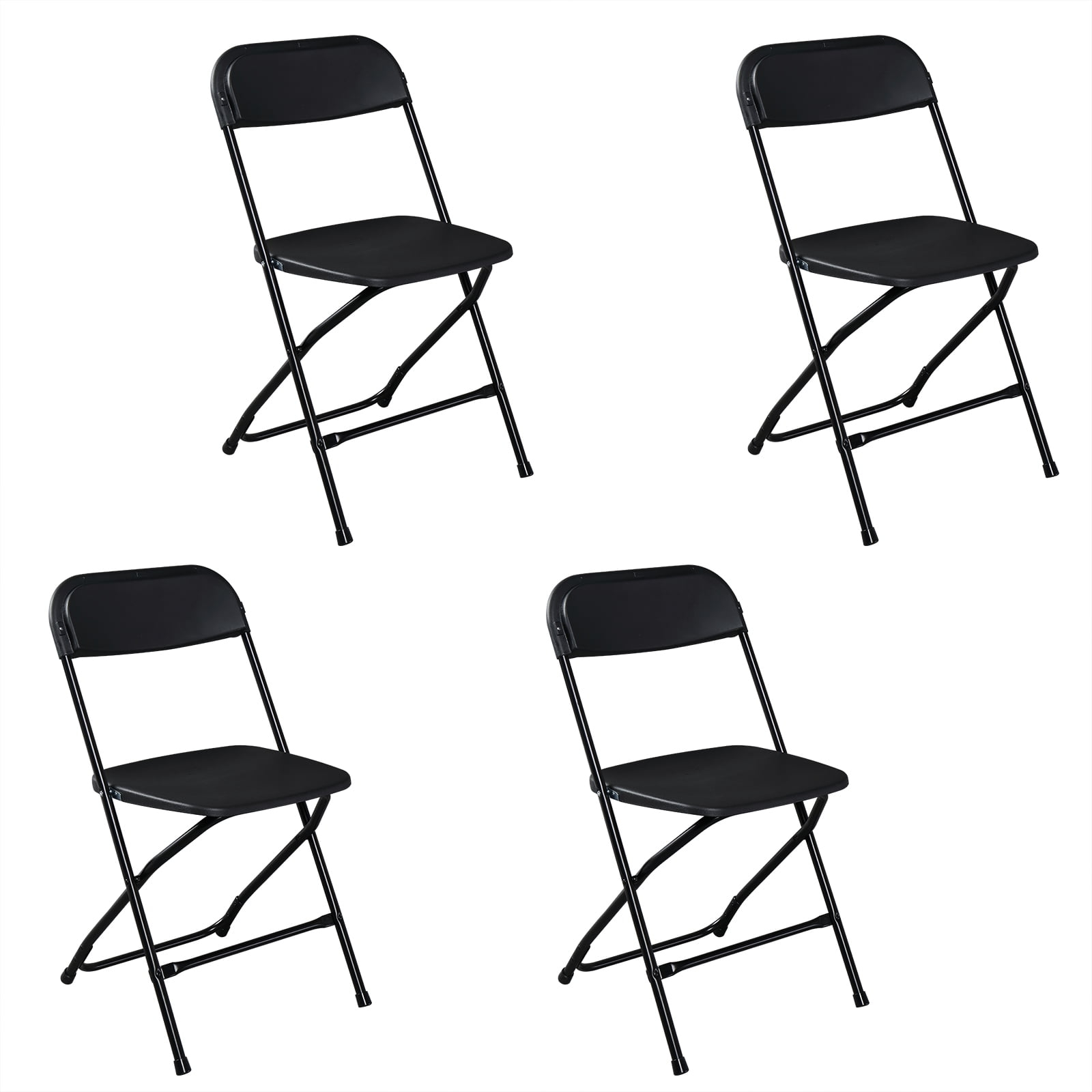 Ktaxon 4 Pack Indoor Outdoor Events Seats, Portable Stackable, Plastic Folding Chairs for Party, Black