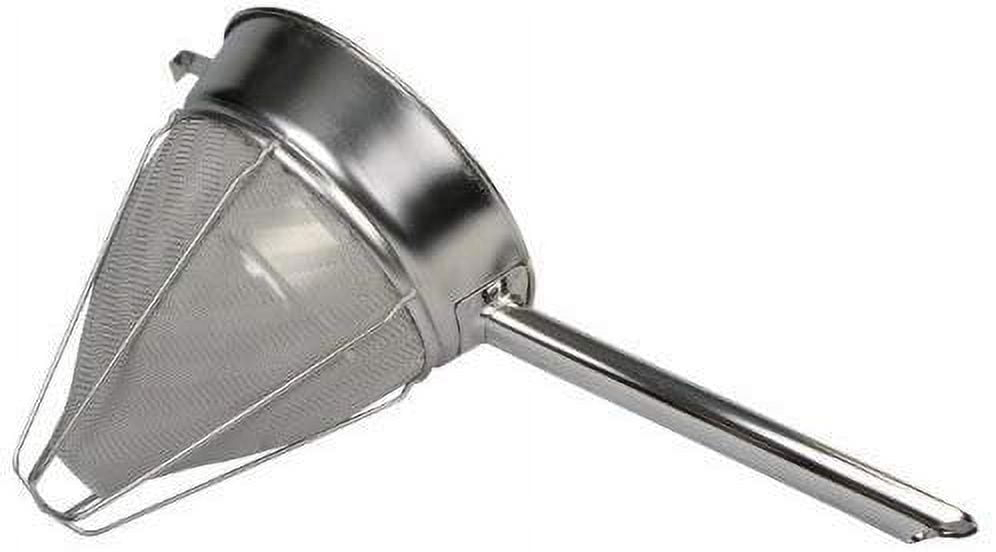 Winco Bouillon Strainer with Extra Fine Mesh, Reinforced, Hollow Handle Stainless Steel, 8" - Pack of 2