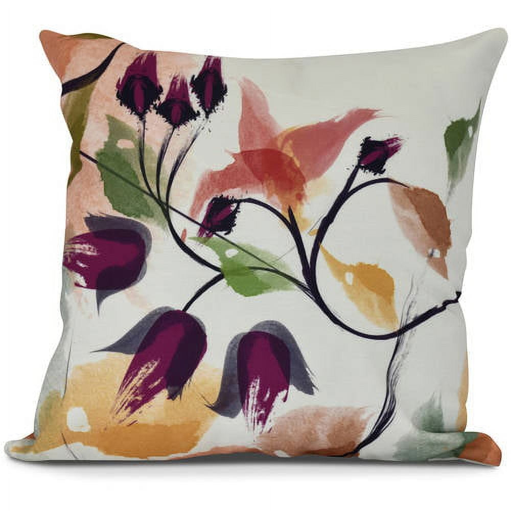 Windy Bloom Floral Print Pillow