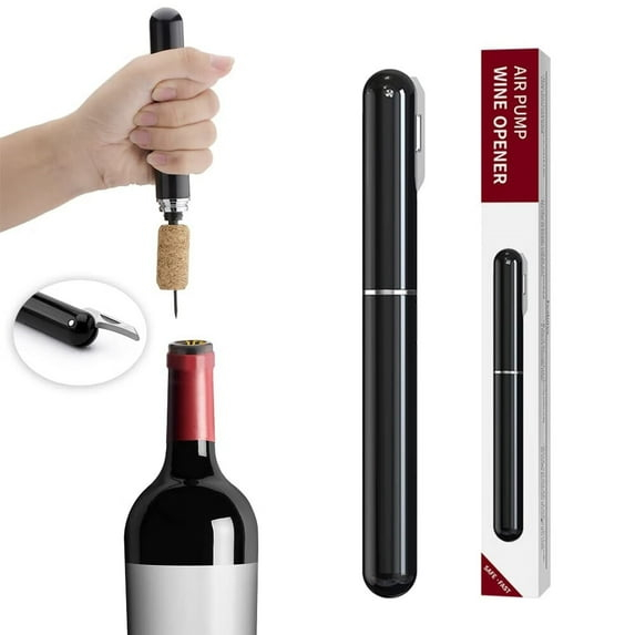 Wine Bottle Opener,Air Pressure Wine Corkscrew With Cutting Wine Bottle Foil Knife,Effortlessly Open Wine Bottles Without Damaging Corks,Easy-to-Use(Black)