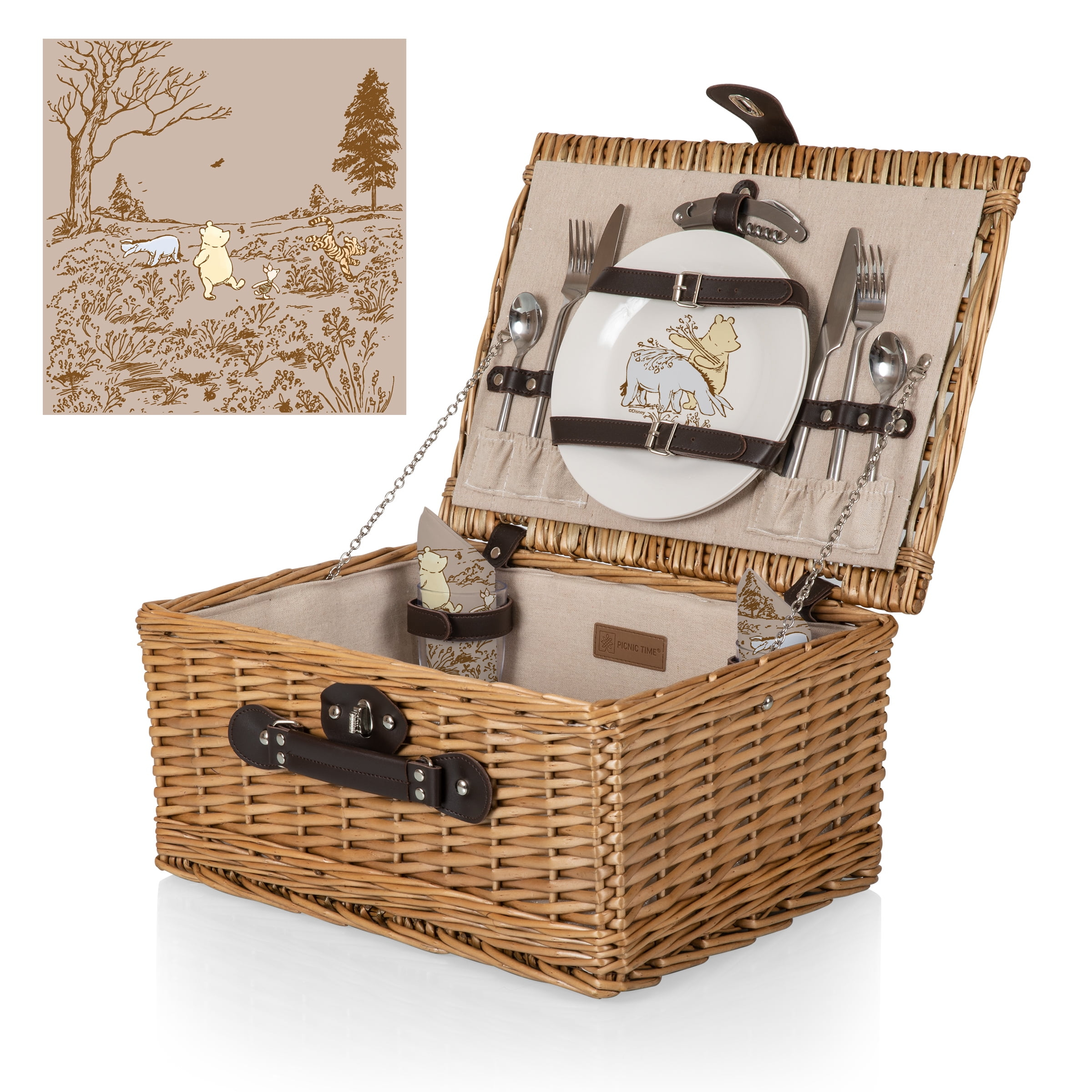 Winnie the Pooh - Classic Picnic Basket, Beige Canvas