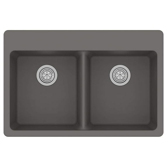 Granite 33" L x 22" W Double Bowl Dual Mount Kitchen Sink