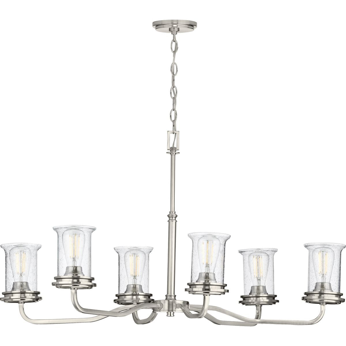 Progress Lighting Winslett 6-Light Chandelier, Brushed Nickel, Seeded Glass Shades