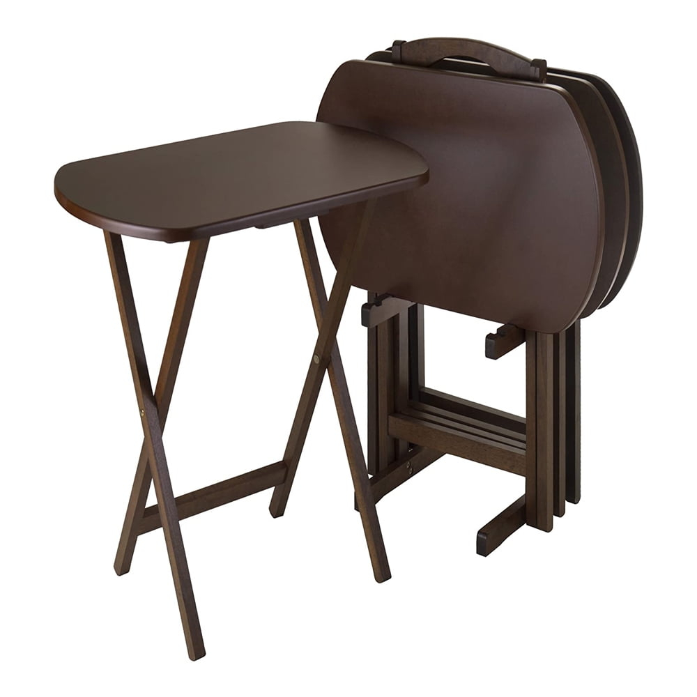 Winsome Corbett 5-Piece Oversize Snack Table Set, Walnut Finish