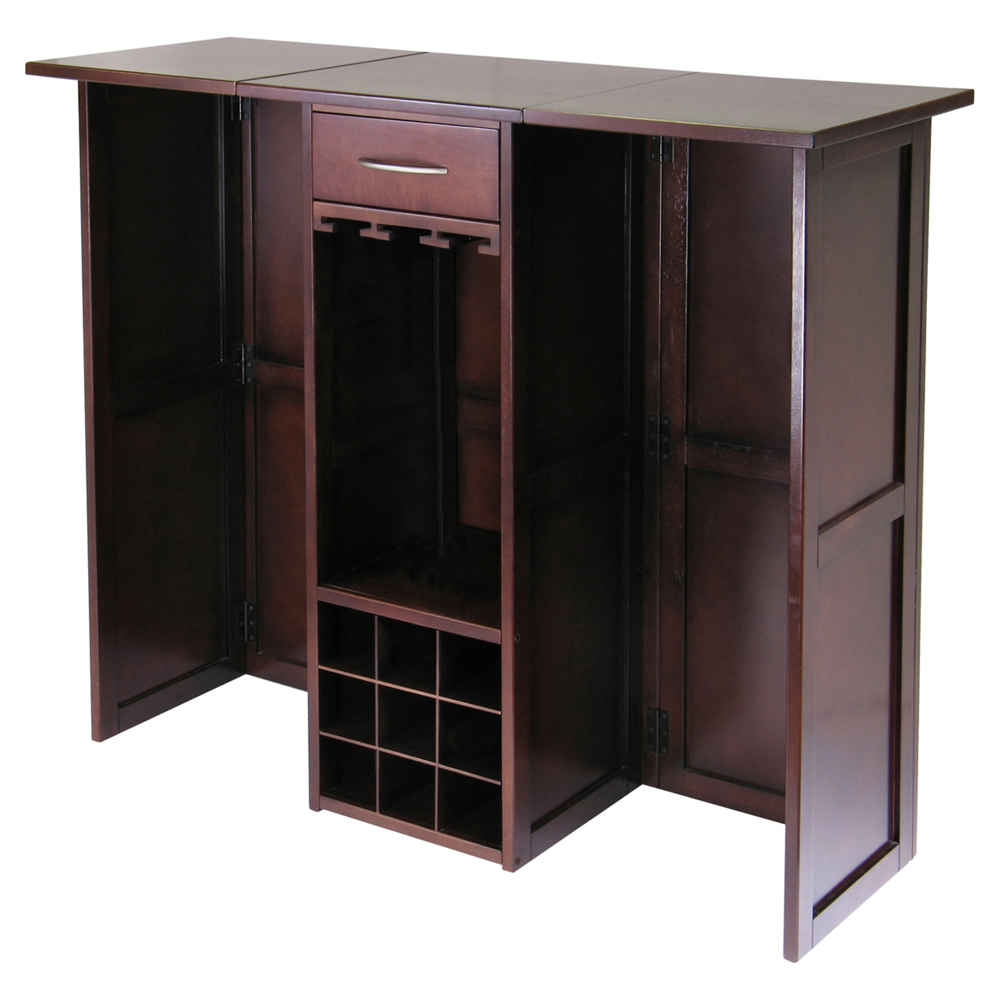 Winsome Wood Newport Expandable Entertainment Wine Bar, Walnut