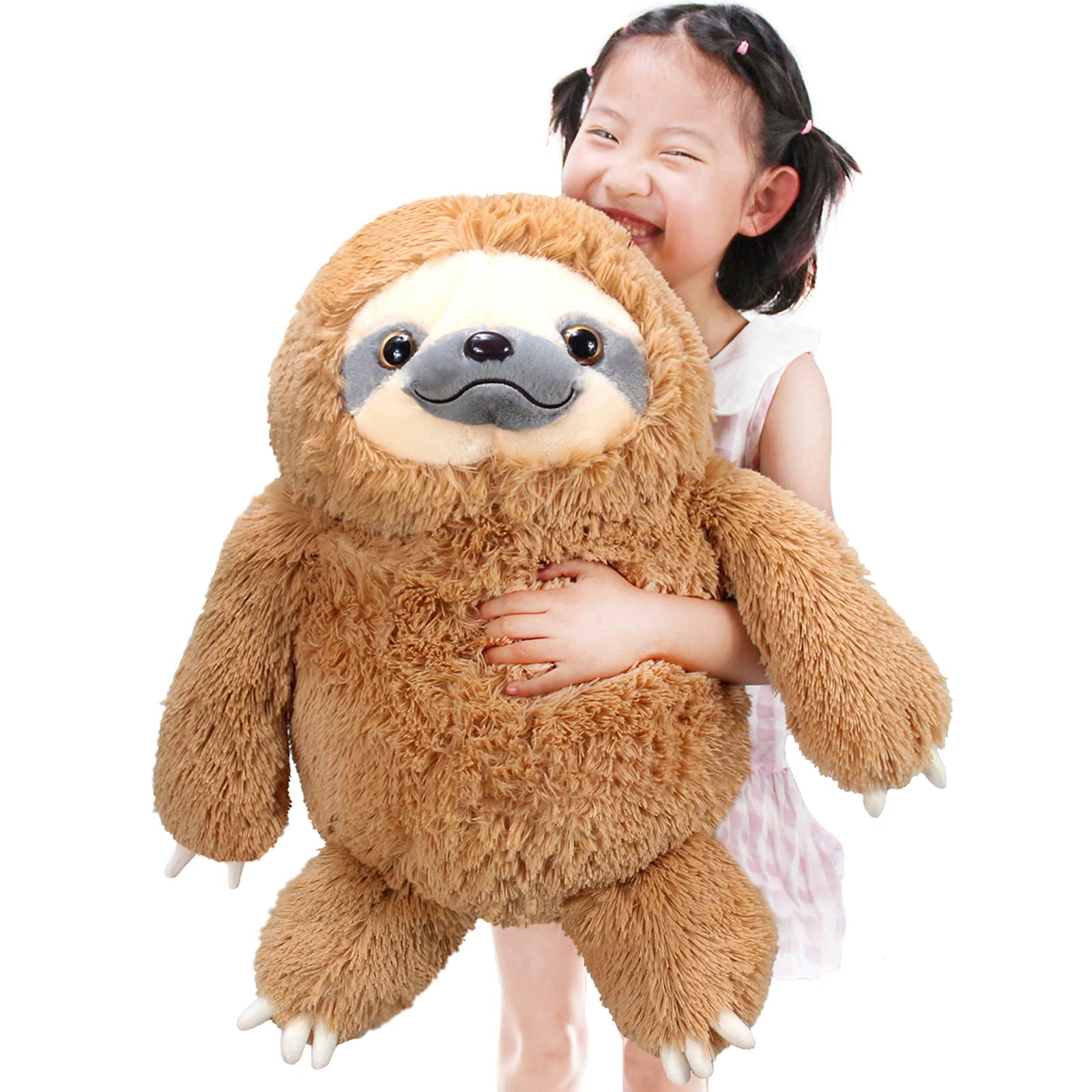Winsterch Fluffy Sloth Stuffed Animal Toy ,Large Stuffed Sloth Plush Sloth Toy Kids Birthday Gifts (20 Inches, Brown)