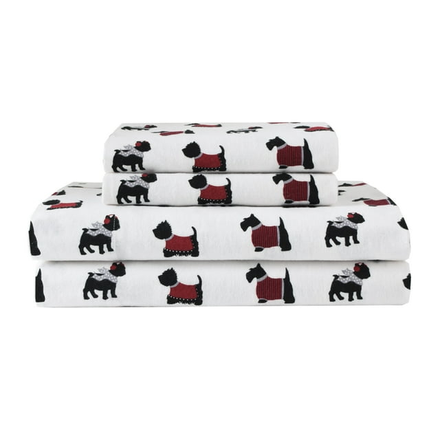 Winter Nights Cotton Flannel Sheet Set, King, Warm Doggies