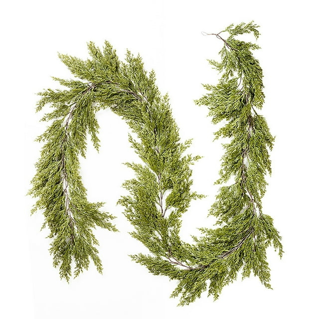 Wldoasz 6FT Artificial Cliff Cedar Garlands, Real Touch Winter Norfolk Pine Garland, Green Artificial Greenery Garland for Table, Mantle, Wall, Indoor, Outdoor Christmas Decorations
