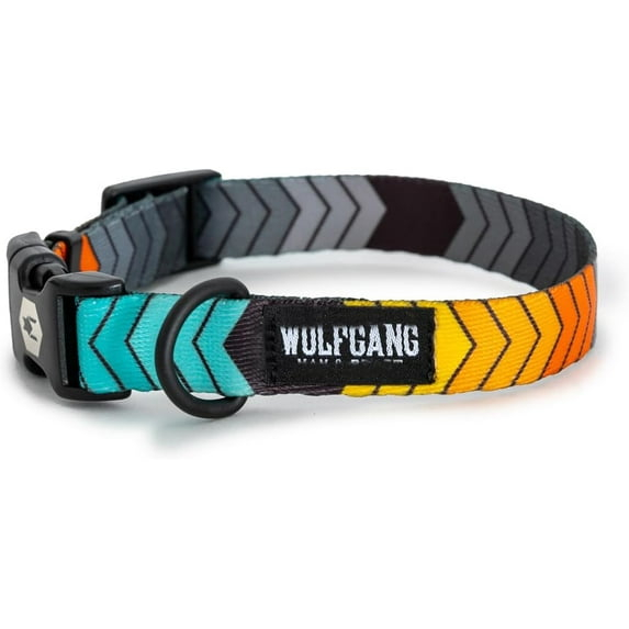 Wolfgang 8093076 18 in. Multi Color Chev Tech Polyester Dog Adjustable Collar, Medium