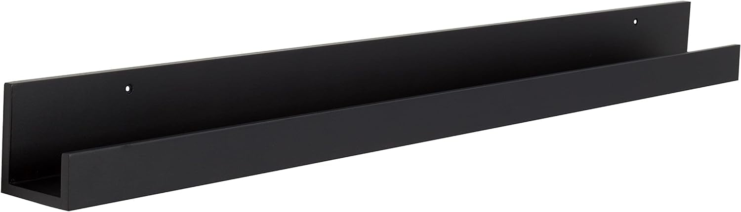 Wood Floating Wall Shelf Picture Frame Holder Ledge, Black