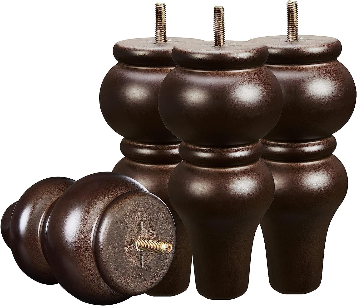 Wood Furniture Legs 8 inch Sofa Legs Pack of 4,Round Couch Legs Espresso Mid Century Chair feet Replacement,Sofa Replacement Parts