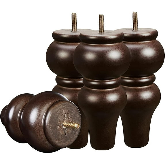 Wood Furniture Legs 8 inch Sofa Legs Pack of 4,Round Couch Legs Espresso Mid Century Chair feet Replacement,Sofa Replacement Parts