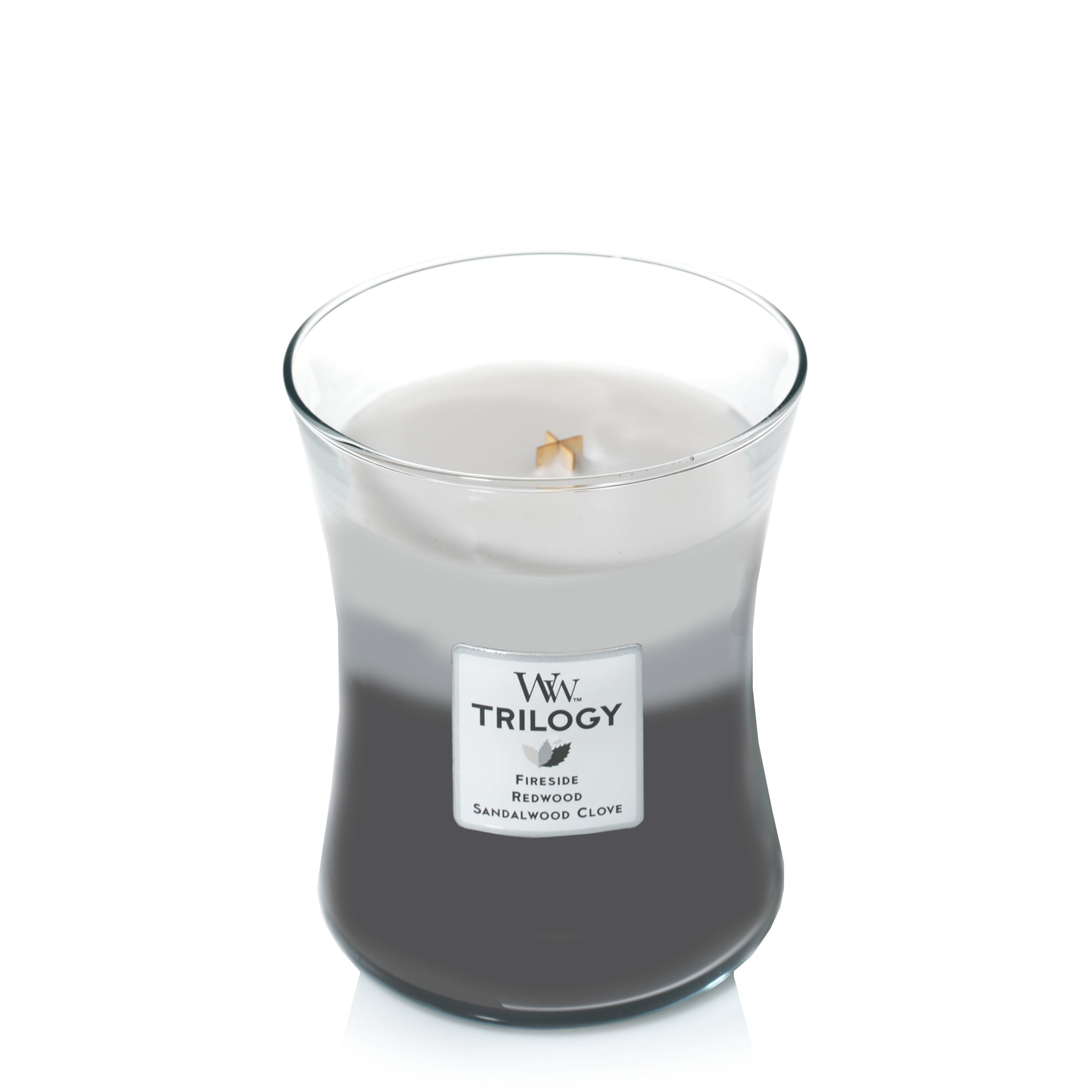WoodWick Medium Hourglass Trilogy Scented Candle, Warm Woods, 9.7 oz