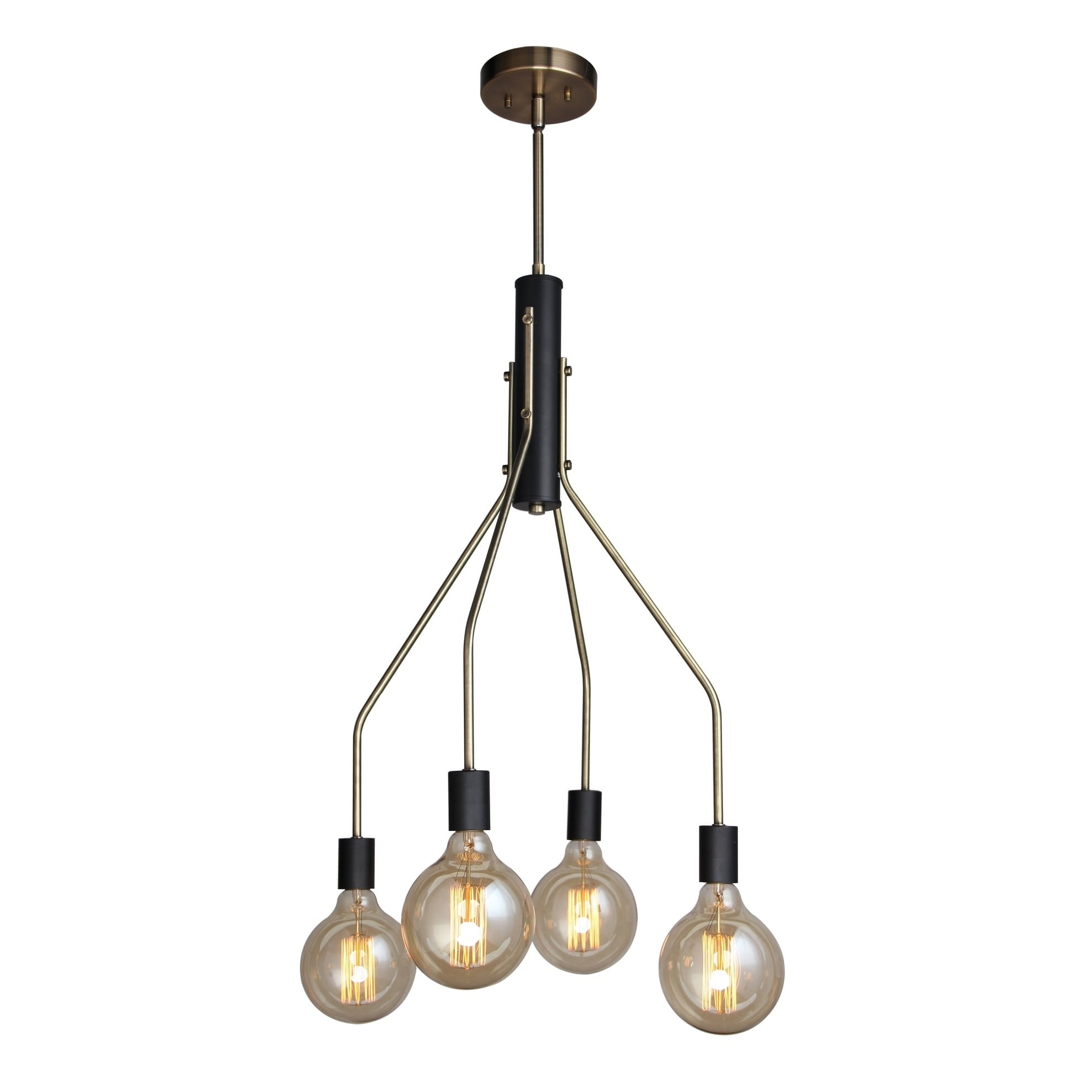Woodbridge Lighting Bentley 4-Light G125 Metal Chandelier in Brass/Black