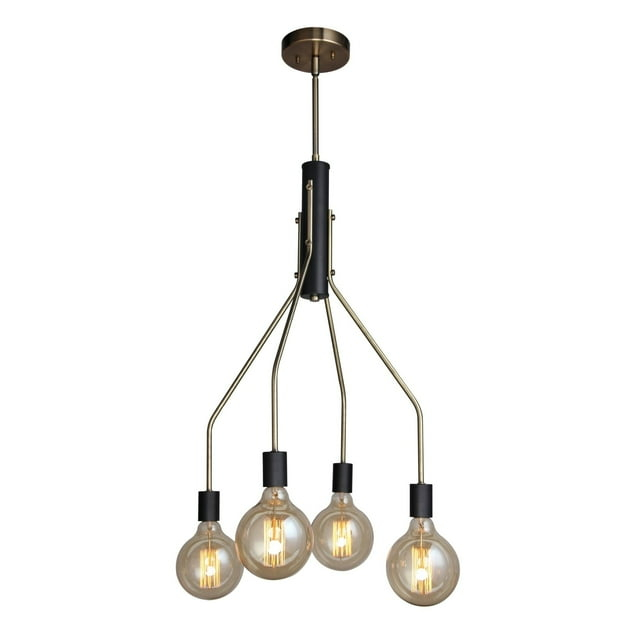 Woodbridge Lighting Bentley 4-Light G125 Metal Chandelier in Brass/Black