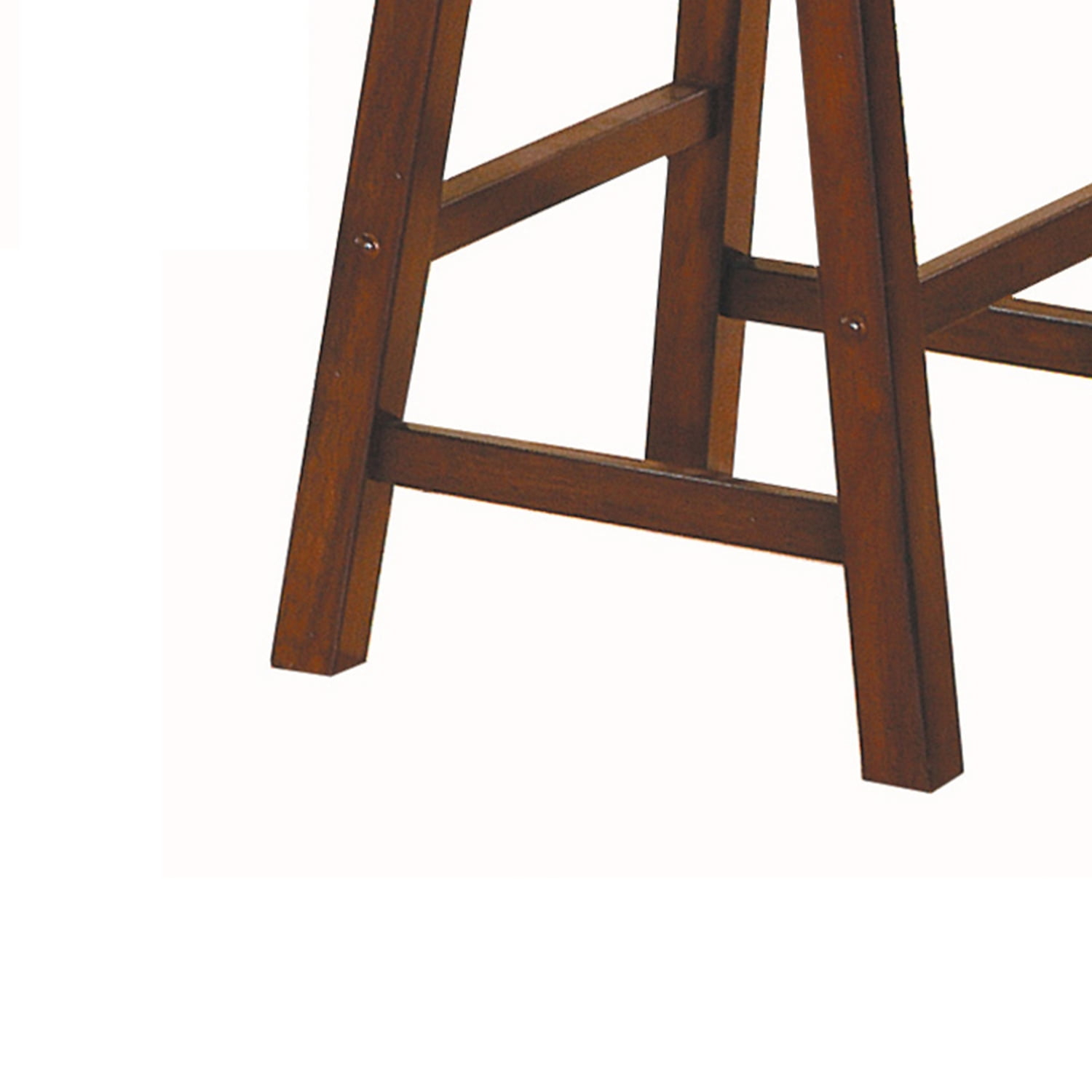 Wooden 24" Counter Height Stool with Saddle Seat, Warm Cherry Brown, Set Of 2
