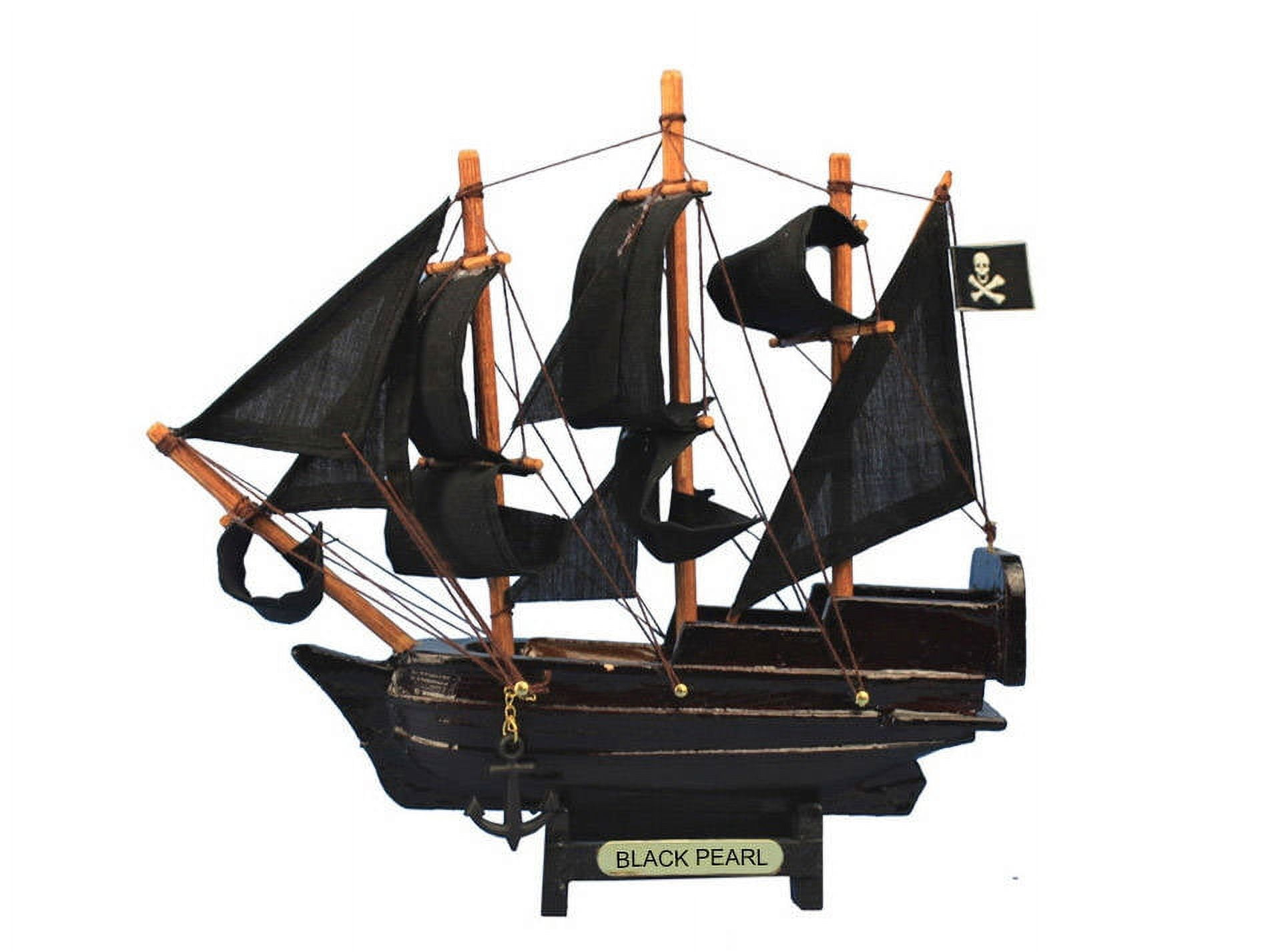 Handcrafted Model Ships Black-Pearl-7 7 in. Wooden Pearl Pirates of the Caribbean Model Pirate Ship, Black