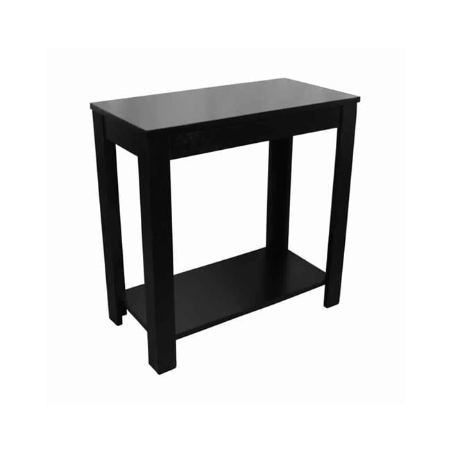 Wooden Chairside Table with Bottom Shelf & Block Legs - Black