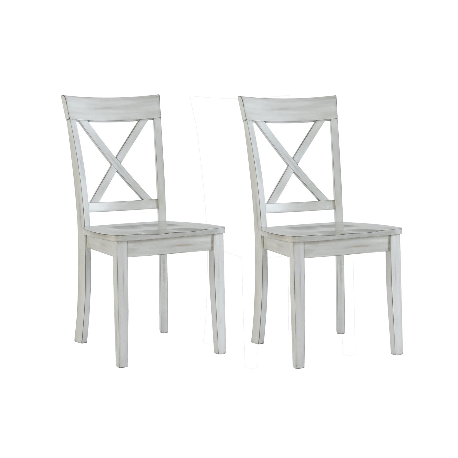 Wooden Dining Chair with X Shaped Back Set of 2 White - Saltoro Sherpi