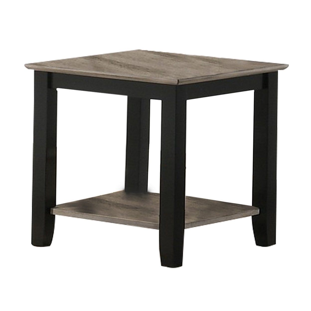 Wooden End Table with One Open Shelf Black and Gray - Saltoro Sherpi