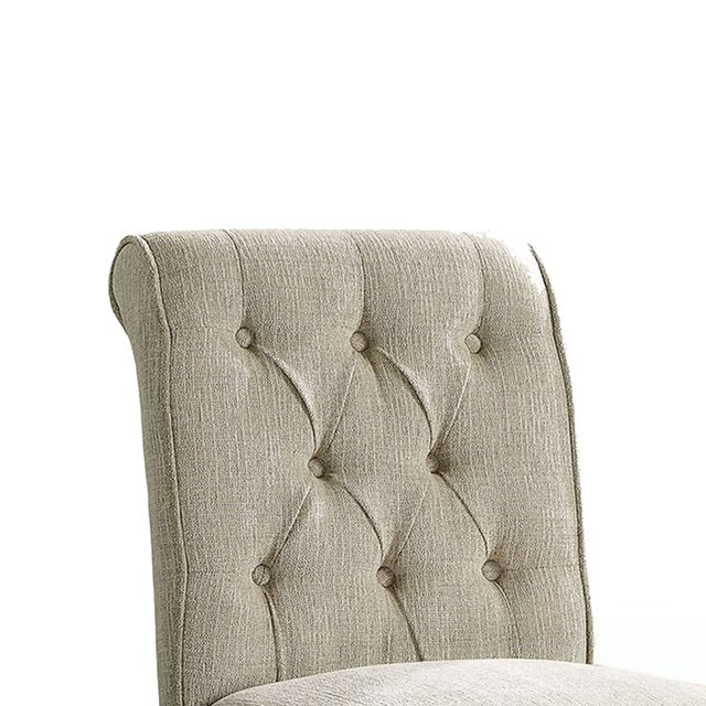 Wooden Fabric Upholstered Counter Height Chair in Ivory And Black in Pack Of Two