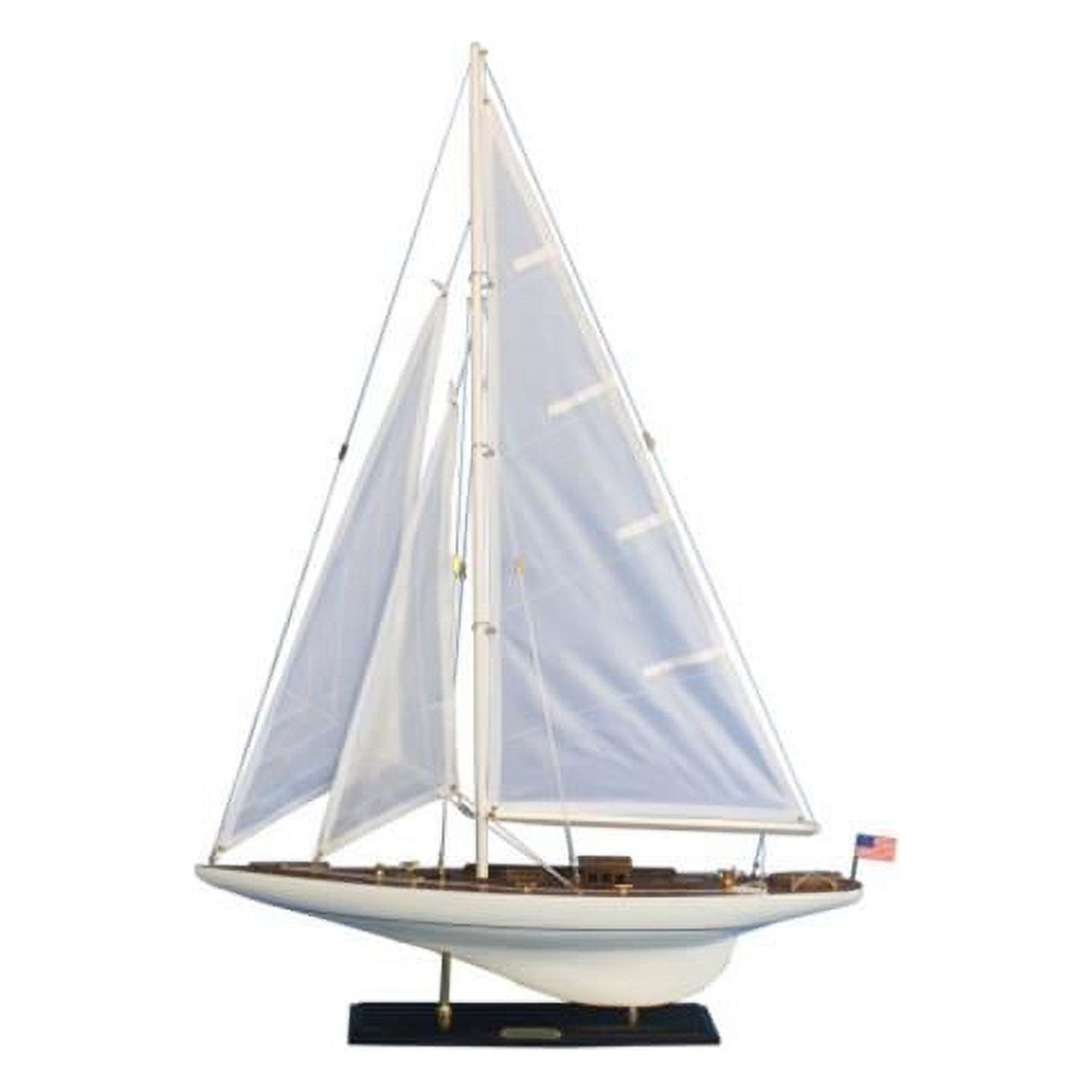 Wooden Intrepid Model Sailboat Decoration - 35 in.