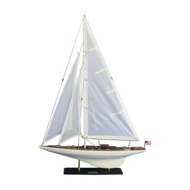 Wooden Intrepid Model Sailboat Decoration - 35 in.
