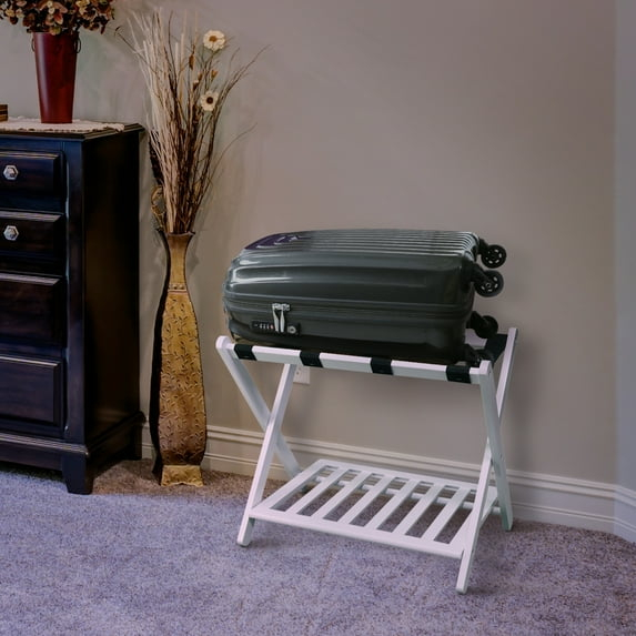 Casual Home  Luggage Rack with Shelf - White