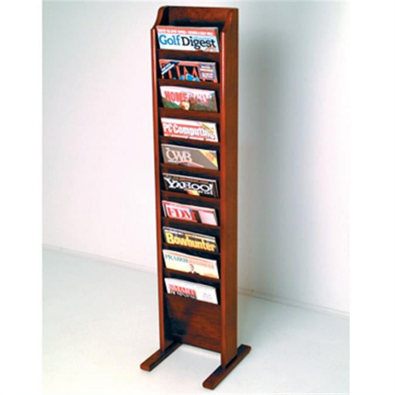 Wooden Mallet Free Standing 10 Pocket Magazine Rack in Mahogany