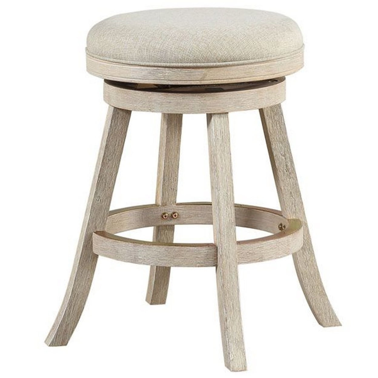 Benjara Wooden Swivel Counter Stool with Round Fabric Seat, Gray