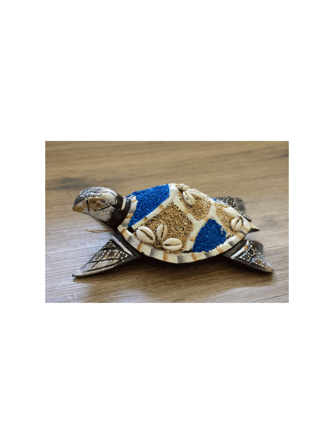 Wooden Tortoise Turtle Home Decor Sculpture Statue Wall Hanging Handmade Seaside Tropical Nautical Ocean Coastal Blue - 8" long x 5" wide x 2.5" tall