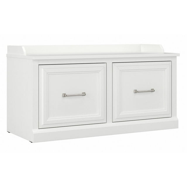 Woodland 40W Shoe Storage Bench with Doors in White Ash - Engineered Wood
