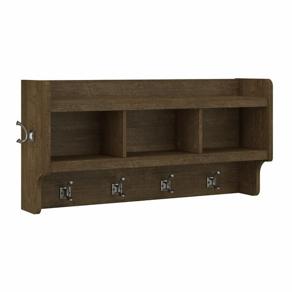 Woodland 40W Wall Mounted Coat Rack in Ash Brown - Engineered Wood