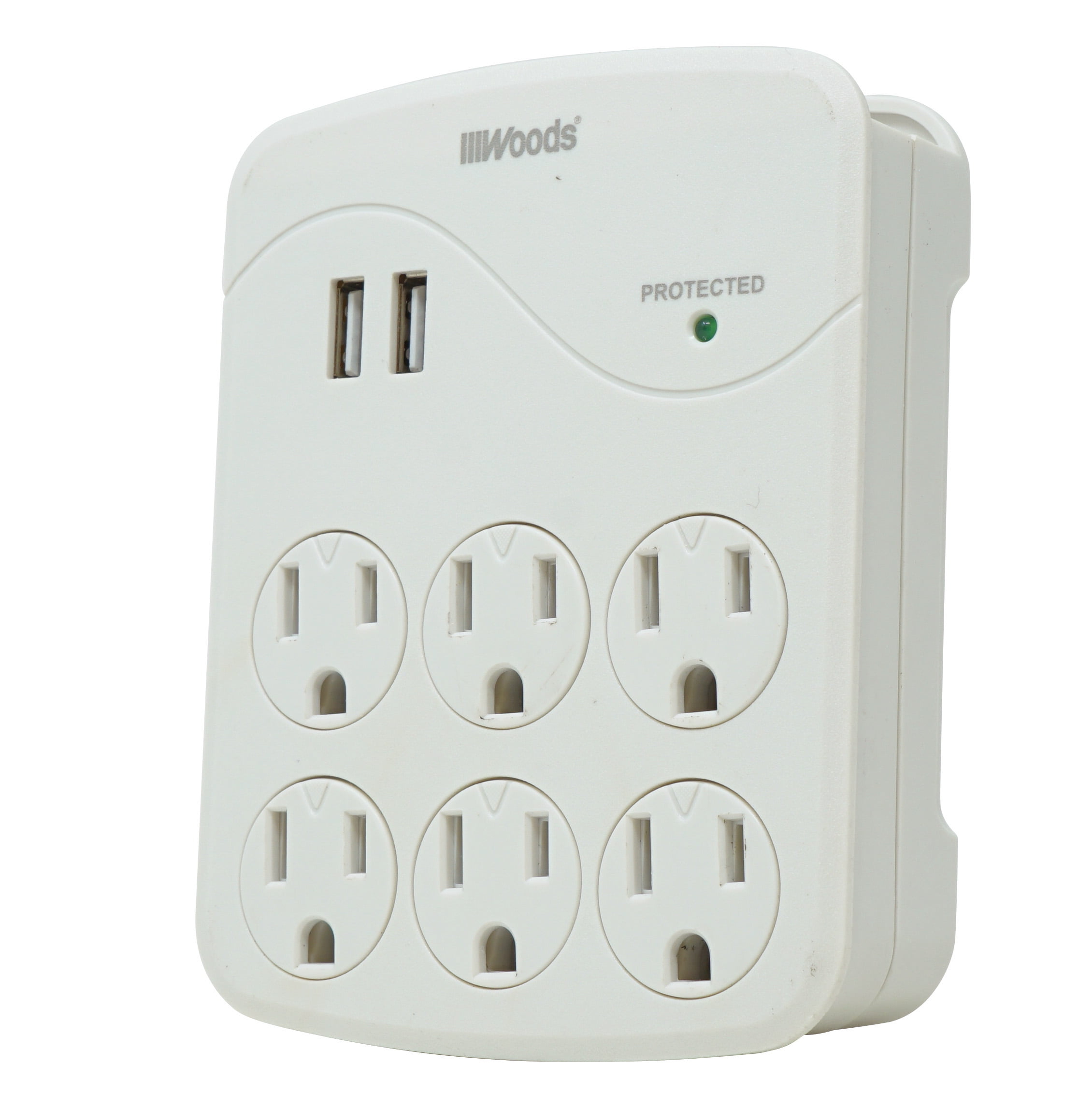 Woods 41076 Surge Protector with 6 Power, 6-Outlet 1440J of Protection