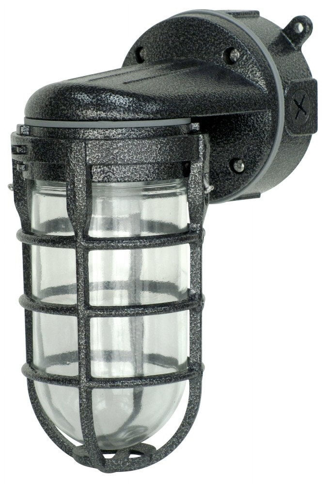 Woods L1707SVBLK Wall Mount Light in Hammered Black Finish Sturdy Die Cast Aluminum Cage, Suitable for Indoor and Outdoor Use