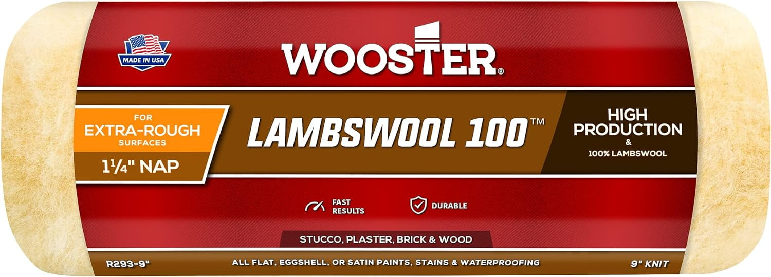 Wooster R293 9" Lambswool/100 1-1/4" Nap Roller Cover
