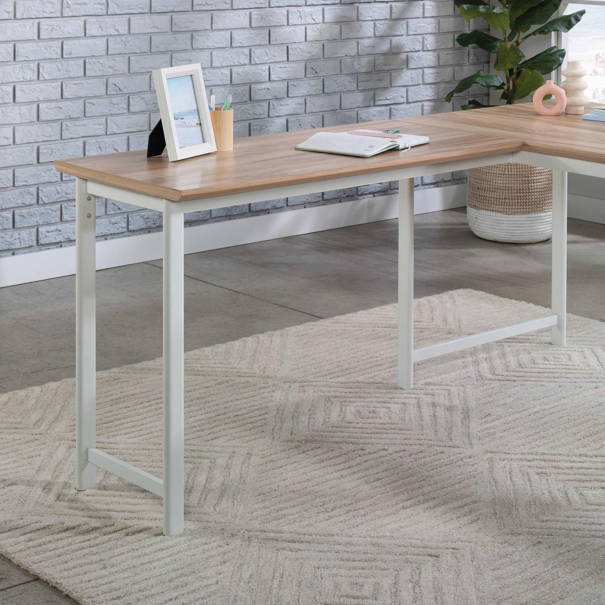 Sauder Bergen Circle Engineered Wood Desk Return 42" in Kiln Acacia/Brown