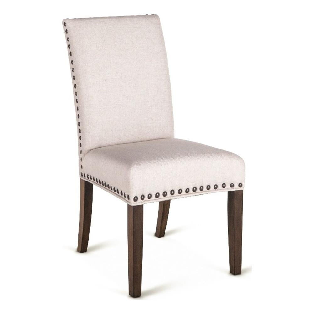 World Interiors Bristol 20" Fabric Dining Chairs in Off White/Teak (Set of 2)