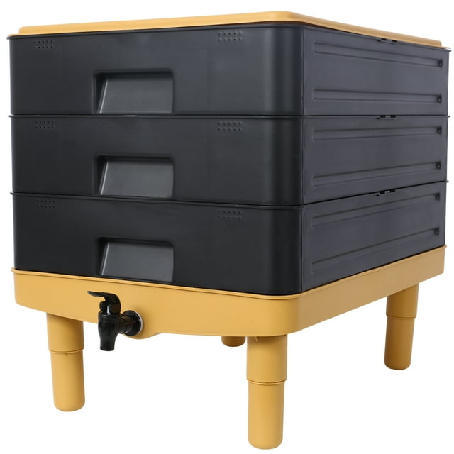 Large Capacity 3-Tray Worm Composter Kit 65L Stackable System for Nutrient-Rich Compost Efficient Indoor & Outdoor Vermicomposting Starter Odor-Free Recycling Bin Earth-Friendly Design