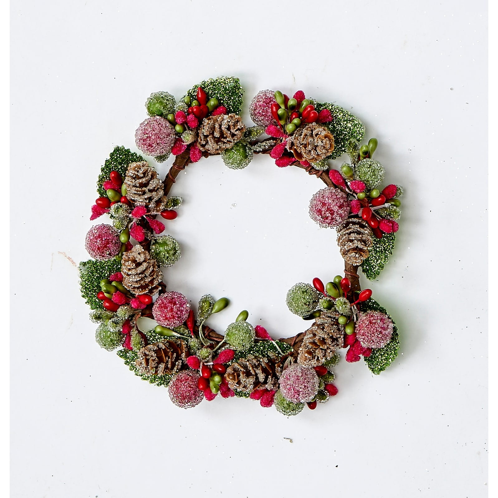 Worth Imports 3.25" Frosted Berry & Cone Candle Ring, Set of 2 - 6