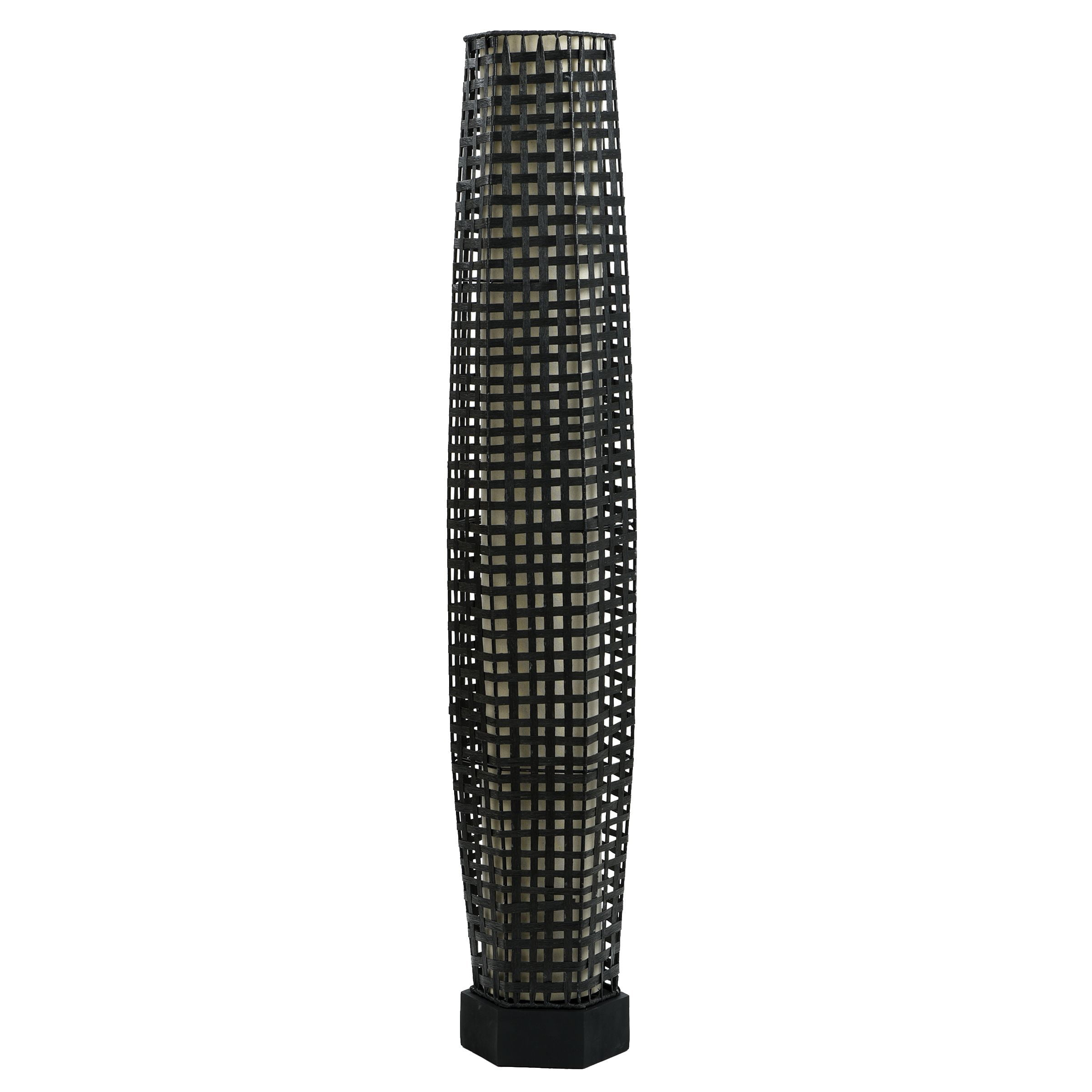 Woven Black Up Light - 53 inch Rattan Floor Standing Up Light