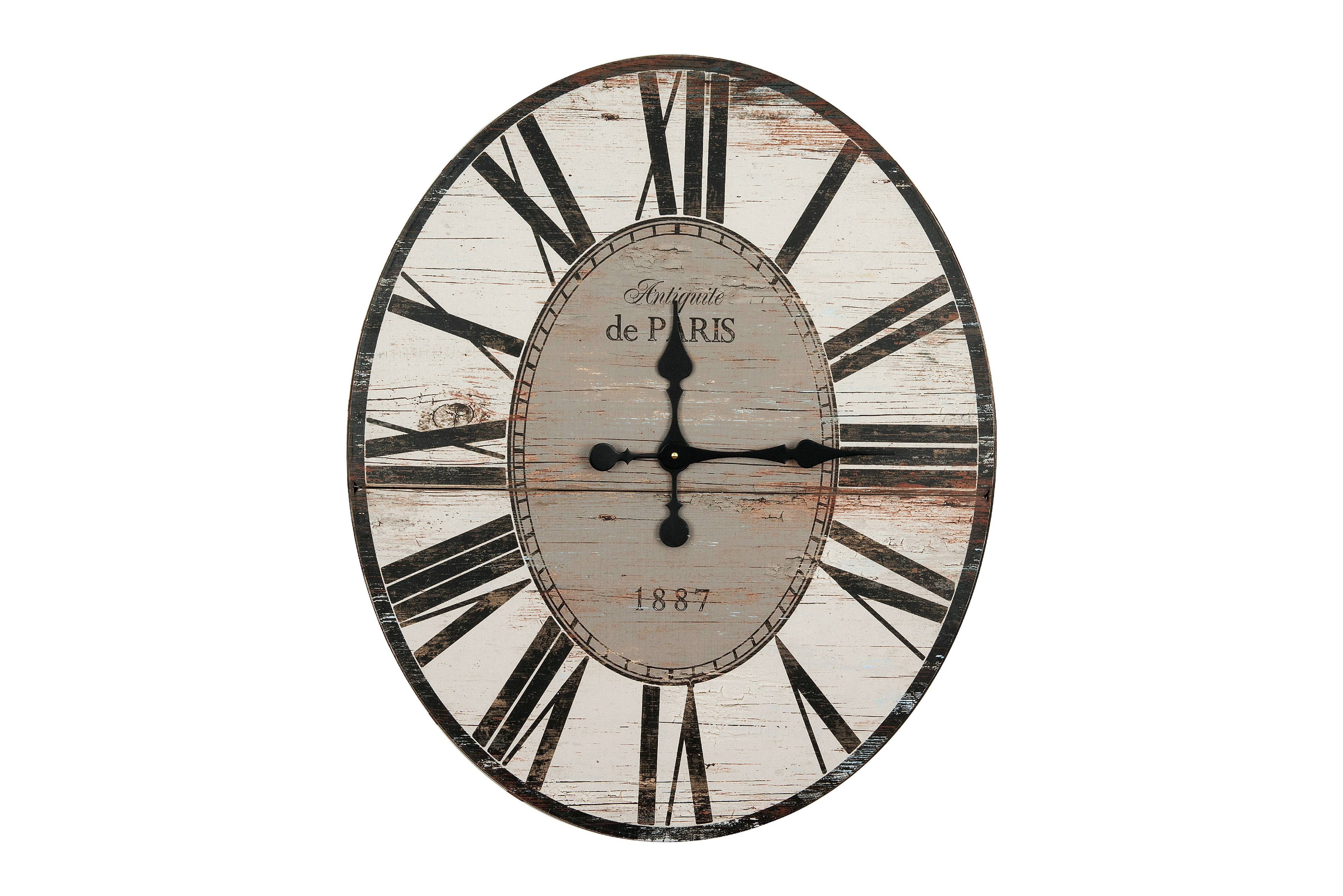 Woven Paths 29" Oval Distressed White Wood Wall Clock