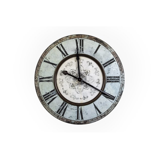 Woven Paths 29" Round Wood Wall Clock in Distressed Mint Finish